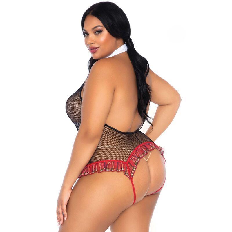 Leg Avenue Schoolgirl Crothless Fitness Teddy Plus Size 1