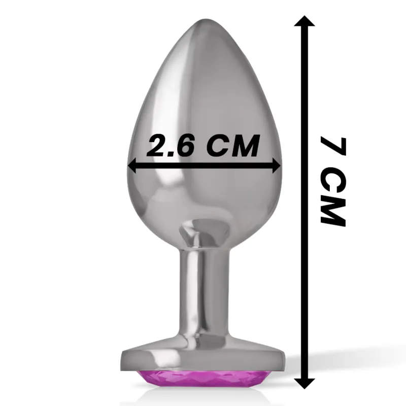 Intense - Metal Aluminum Anal Plug With Pink Glass Size S 3
