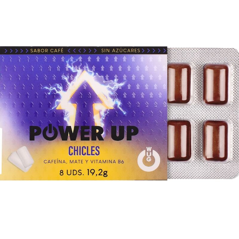 Wug power up – functional caffeine & mate coffee flavour gum blister 8 pcs 1