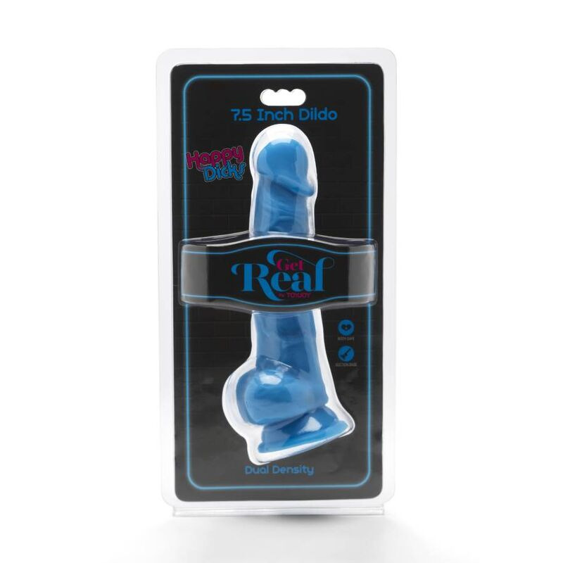 Get real - happy dicks 19 cm with balls blue 1