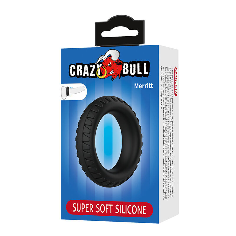 Crazy bull - merritt textured silicone cock ring black 7