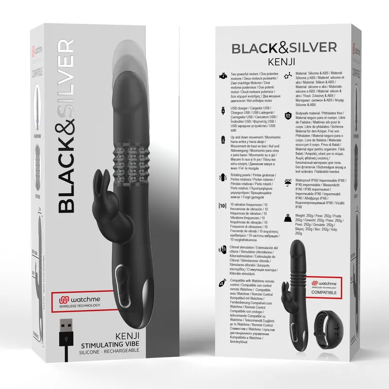 Black&Silver Kenji Stimulating Vibe Watchme Wireless Technology Compatible