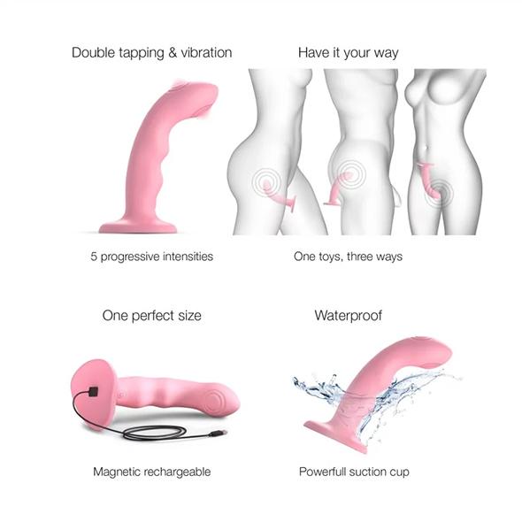 Strap-On-Me - Tapping Dildo Wave - Coral Pink