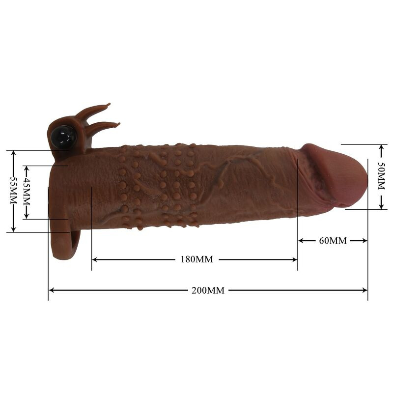 Pretty love - quillon vibrating penis sleeve 20 cm Ø 4 cm brown 7