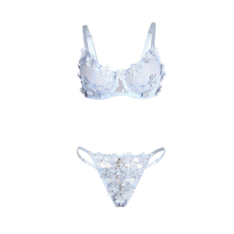 Subblime - 957636 flower embroidered bra and panties set sky blue l/xl 4