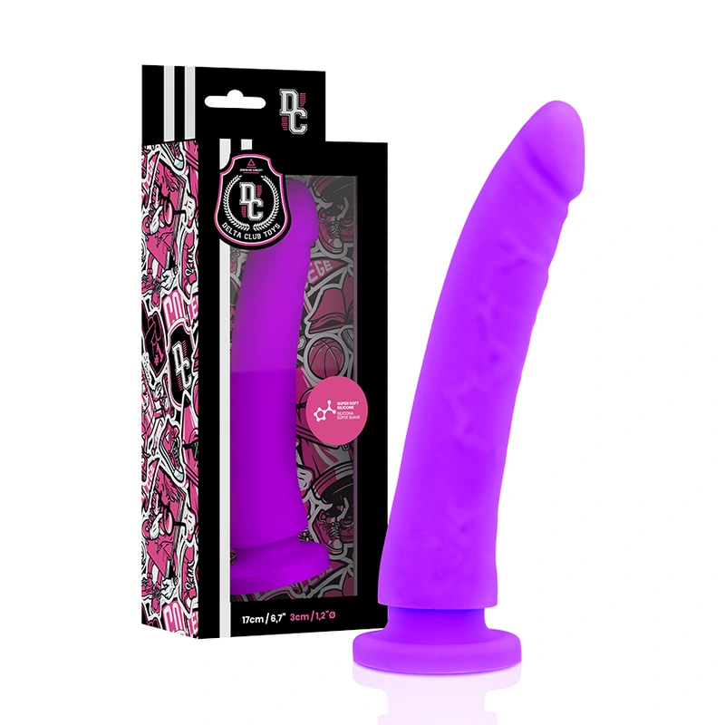 Delta club - toys harness + dong purple silicone 17 cm -o- 3 cm 2