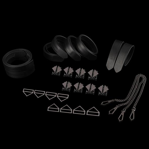 Lockink - 8-Bondage-Straps Restraint Set Black