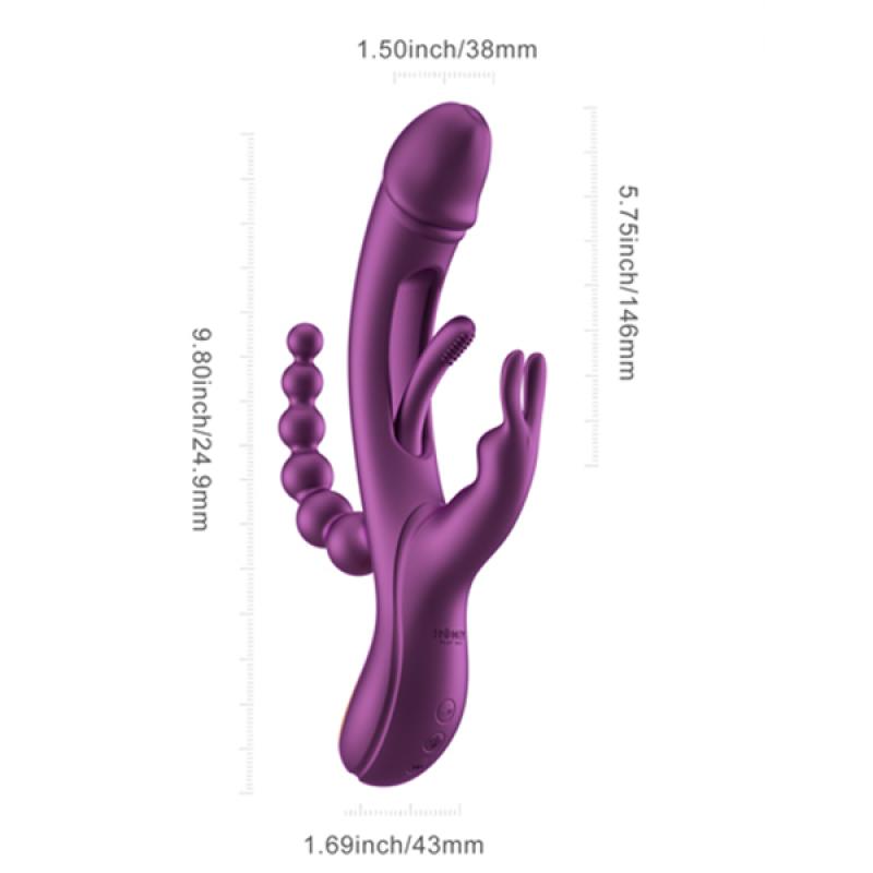 Honeyplaybox - Trilux Kinky Finger Rabbit Vibrator With Anal Beads Purple