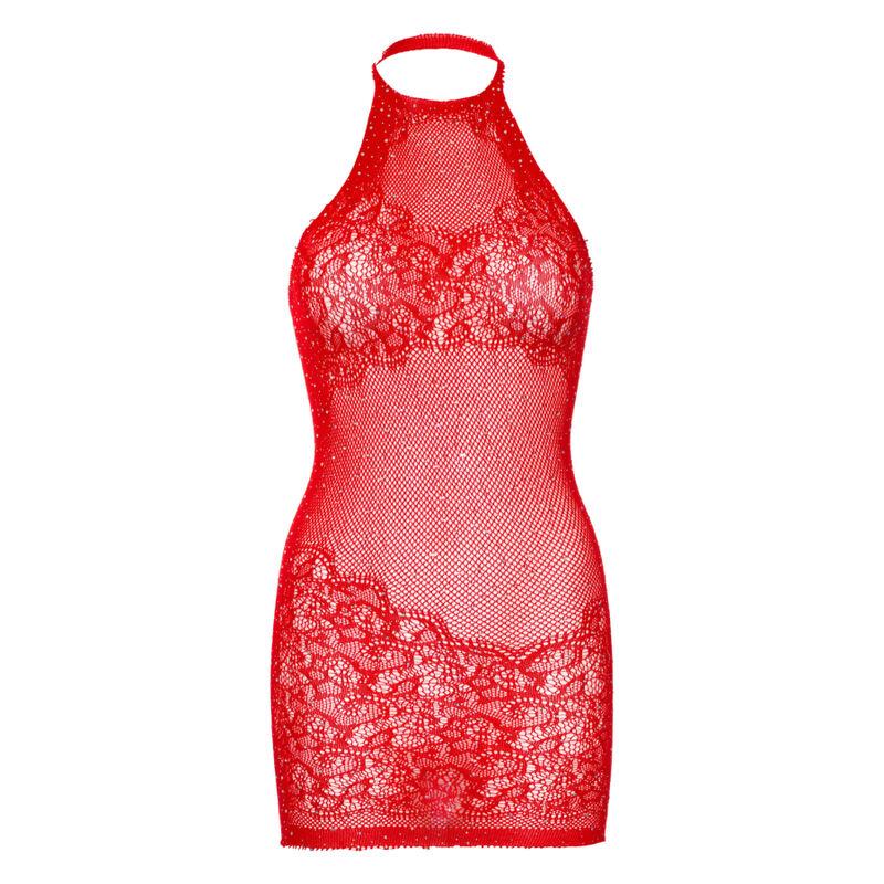 Leg Avenue Rhinestone Halter Mini Dress One Size - Red 2