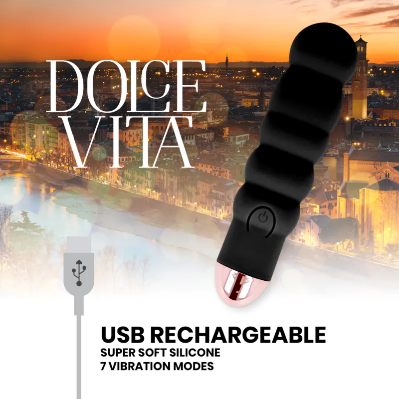Dolce Vita Rechargeable Vibrator Six Black 10 Speeds