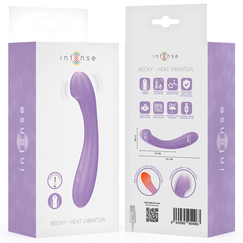 Intense - becky vibrator 19 cm heatable 7 vibrations purple 7