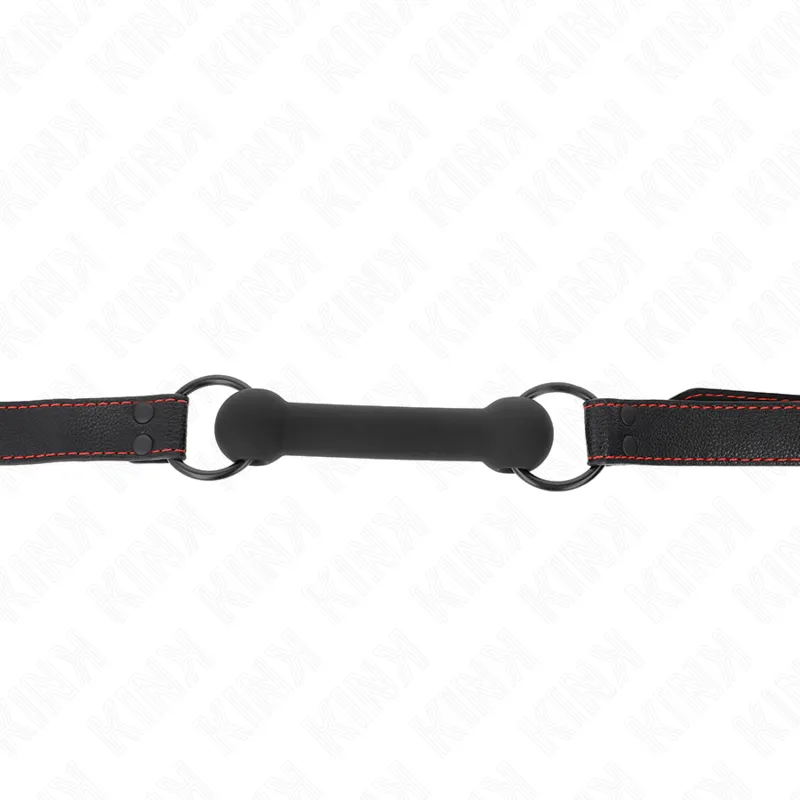 Kink - Bone Gag With Leatherette Strap Black Adjustable 41-57 Cm 2