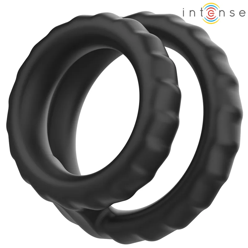 Intense - dewey double silicone penis ring black model 2