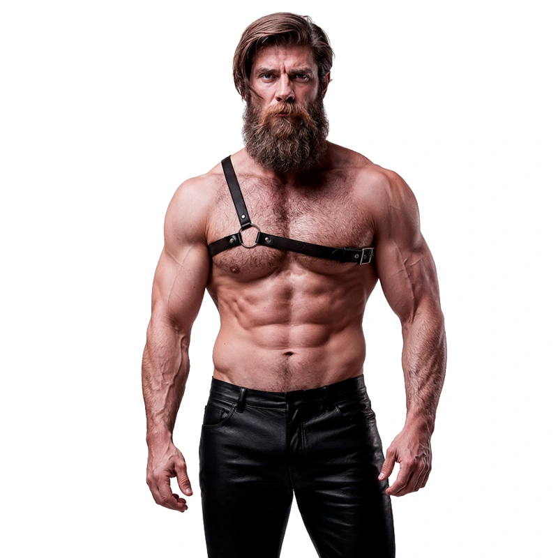 Fetish submissive - attitude mens crossed shoulder eco leather harness