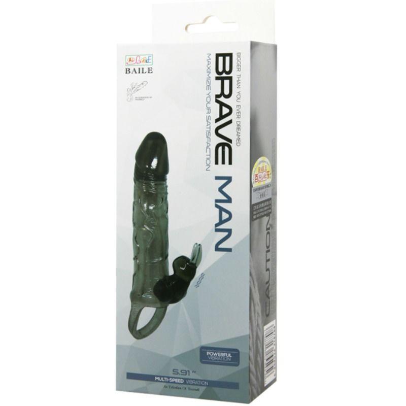 Brave Man Penis Cover With Rabbit  Black 16.5 Cm 8