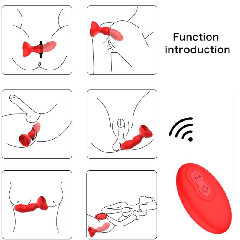 Armony - extreme a bloom rose vibrator & anal plug remote control red