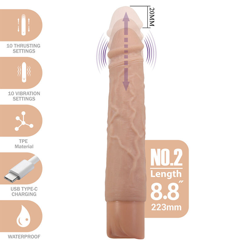 Pretty love - kessler realistic vibrating dildo with 10 vibration modes and 10 throws, 22 cm natural 13