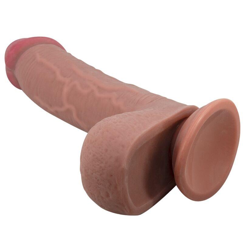 Pretty Love - Sliding Skin Series Realistic Dildo With Sliding Skin Suction Cup Brown 23.4