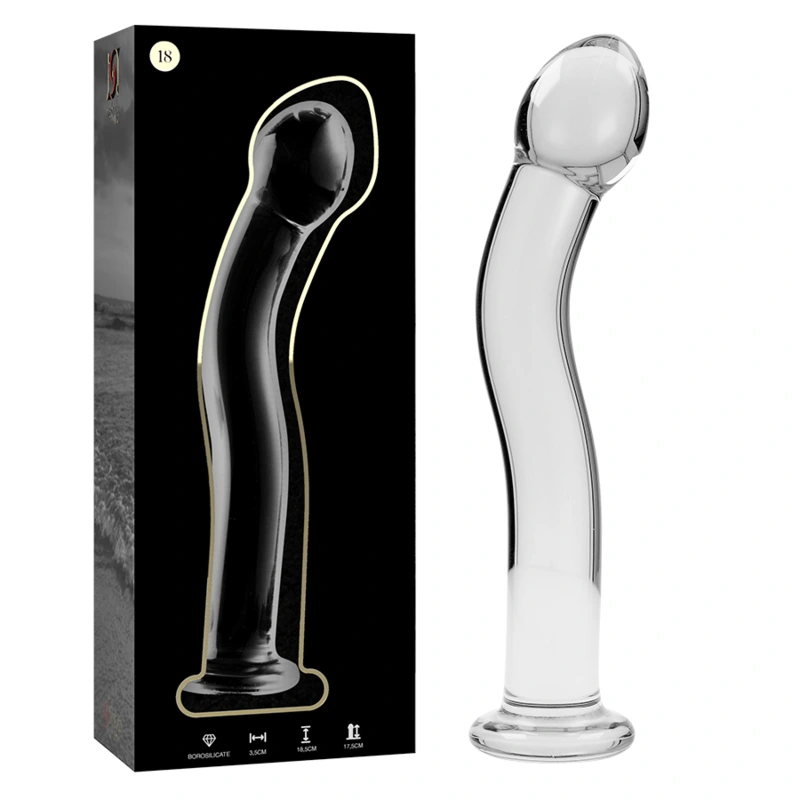 Nebula series by ibiza - model 18 dildo borosilicate glass clear 18.5 cm -o- 3.5 cm