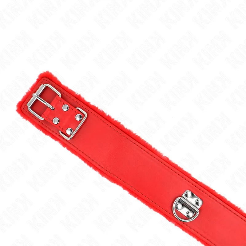 Kink - Necklace With Leash 116 Cm With Silver Studs Model 4 Red Adjustable 40-48 Cm X 6 Cm