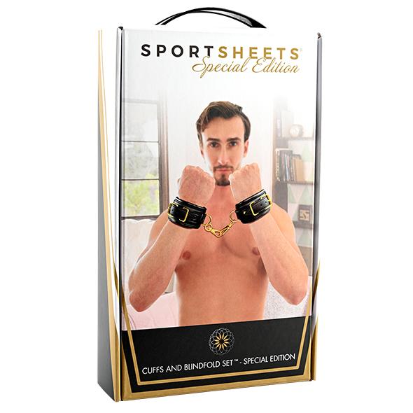 Sportsheets - Cuffs And Blindfold Set Special Edition Black