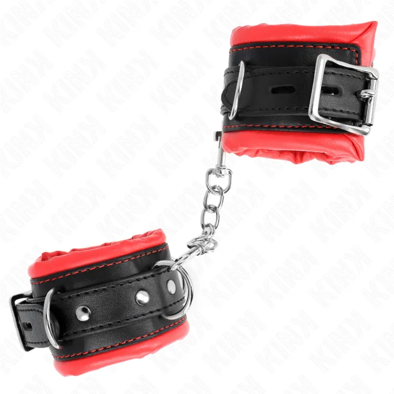 Kink - Heavy Wrist Restraints With Red Fur Lined Adjustable 20-30 Cm X 6 Cm 1