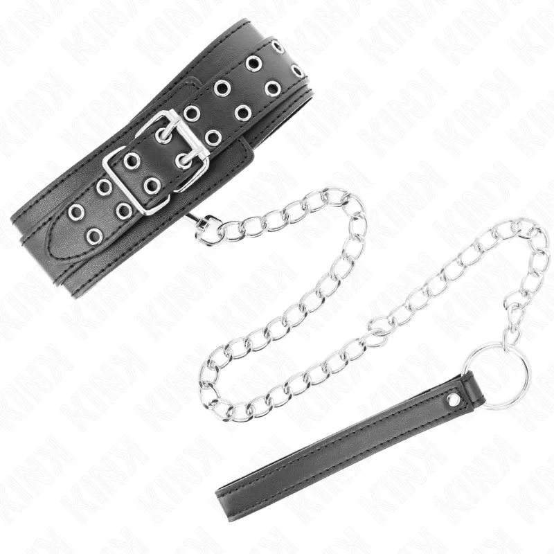 Kink - Necklace With Strap 65 Cm Silver Buckles Adjustable 33-46 Cm X 5.5 Cm