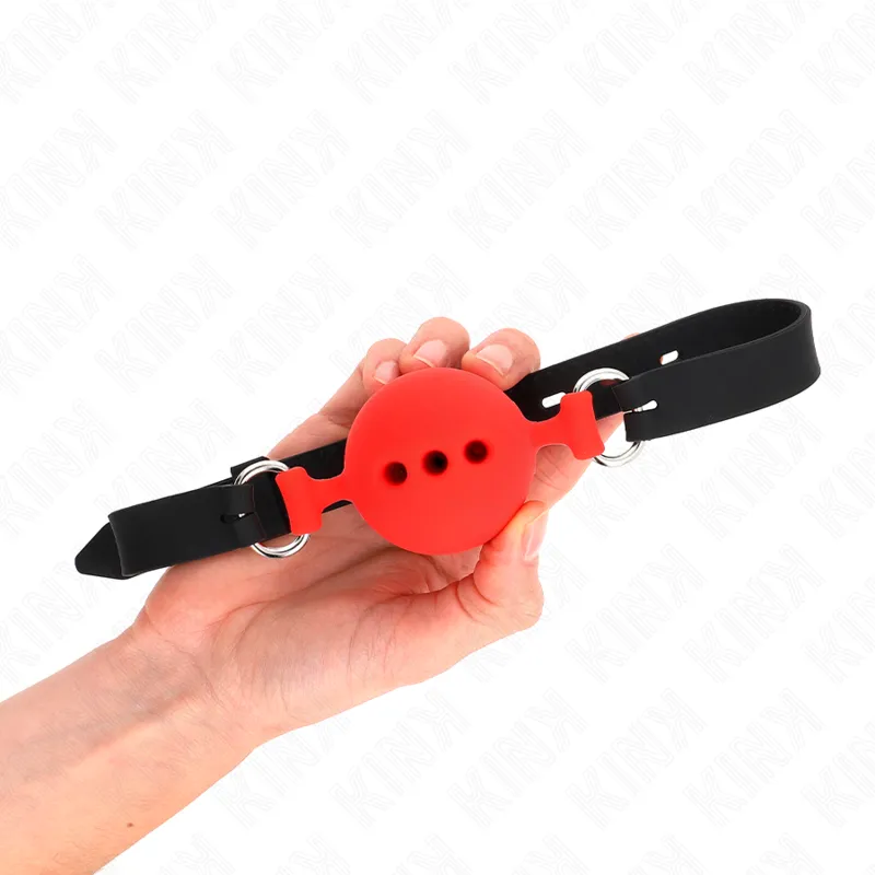 Kink - Full Silicone Gag 55 X 2 Cm With 5 Cm Ball Size L Red Adjustable 35-51 Cm