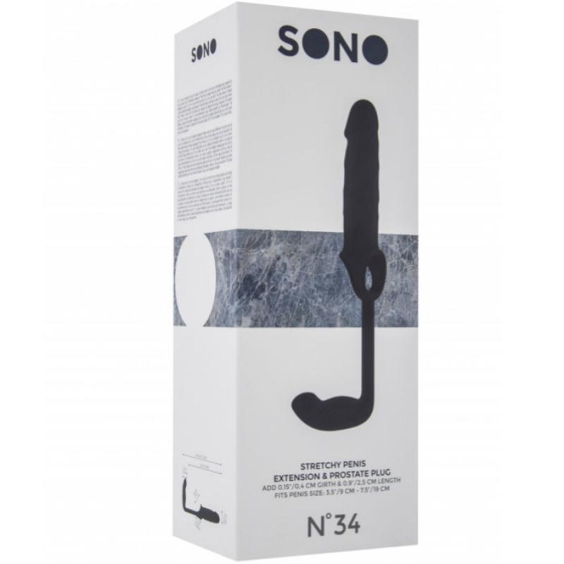 Sono No34 Strechy Penis Extension Black + 2.5cm & Plug Anal