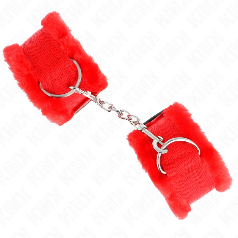 Kink - Furry Lined Wrist Restraints Red Adjustable 17-31 Cm X 7 Cm