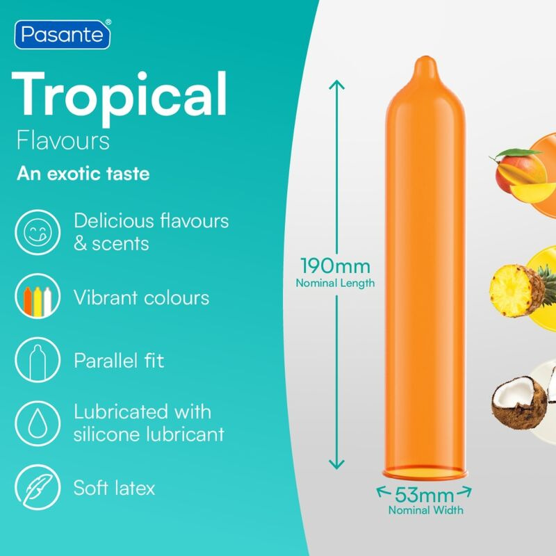 Pasante - kondómy tropical flavors 144 ks 3