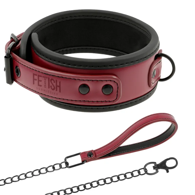 Fetish Submissive Dark Room Collar With Leash - Obojok 1