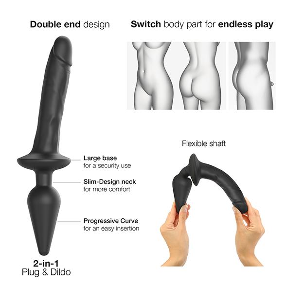 Strap-On-Me - Switch Plug-In Realistic Dildo Black Xxl 5