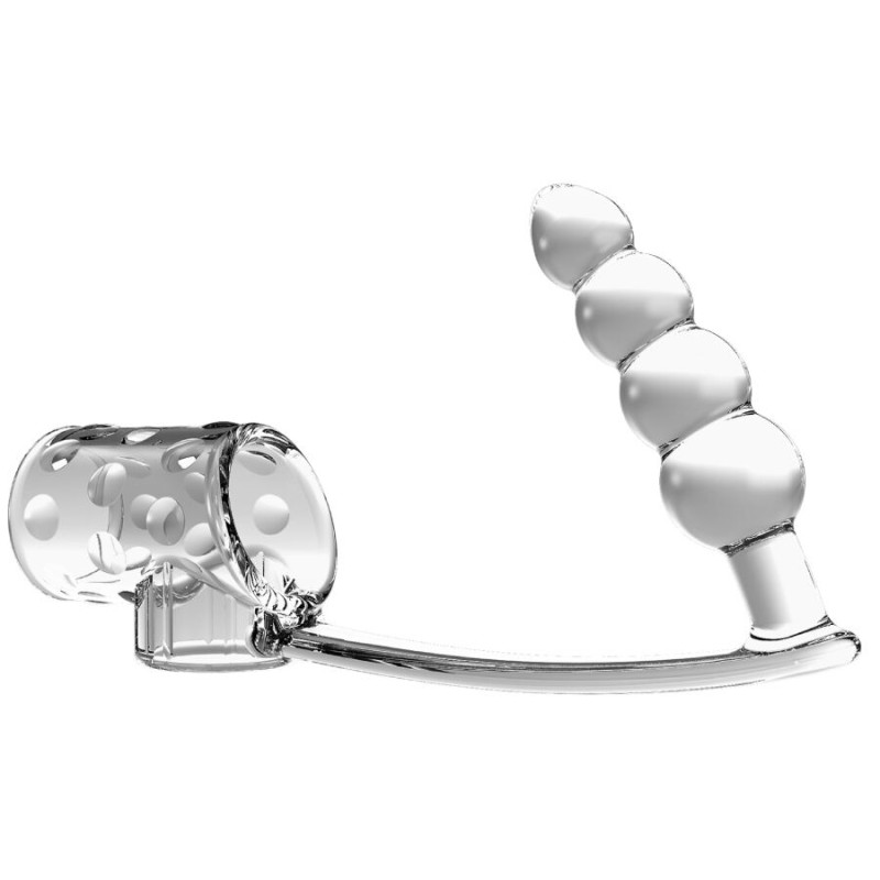 Pretty love - penis sleeve with anal plug transparent