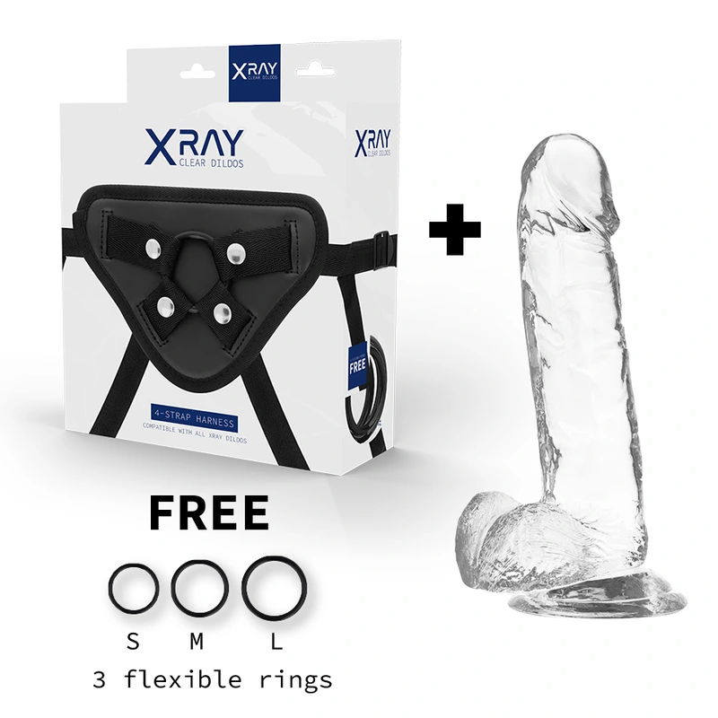 X ray - harness + clear cock with balls 20 cm -o- 4.5 cm 1