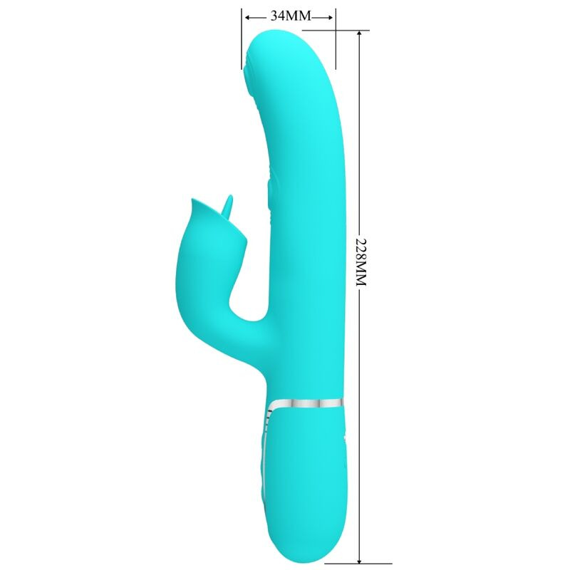 Pretty love - rabbit vibrator with licking aqua green 1