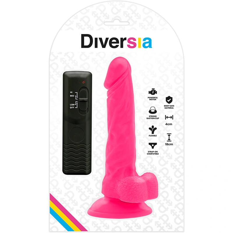 Diversia - flexible vibrating dildo pink 18 cm -o- 4 cm 7