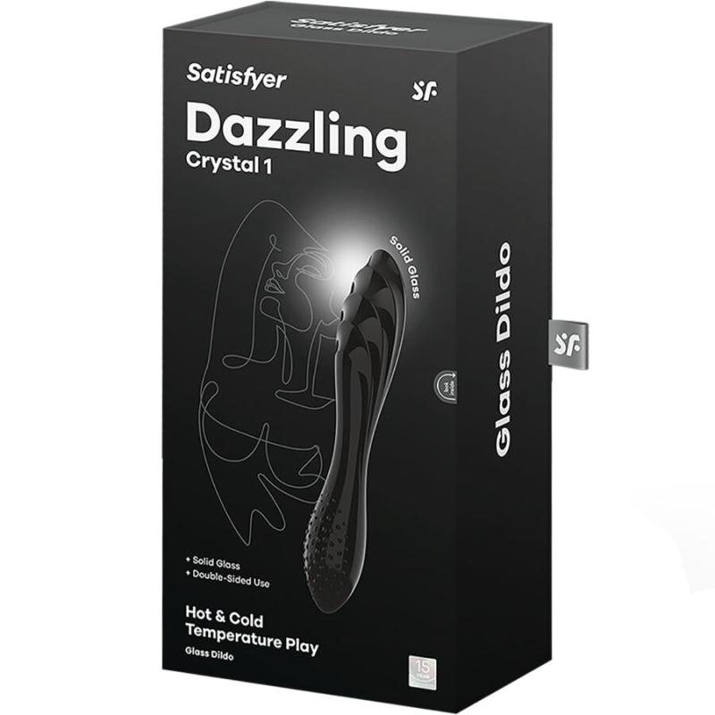 Satisfyer - Dazzling Crystal Black - Sklenené Dildo 4