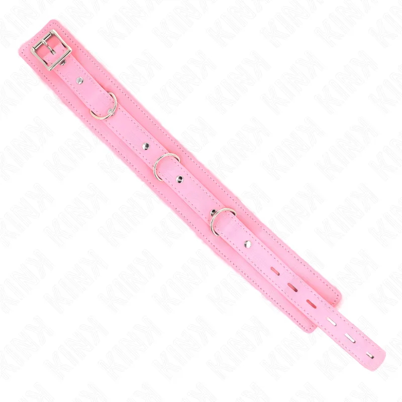 Kink - Collar With Leash 65 Cm With Restrictions Pink 36-42 Cm X 5.5 Cm 4