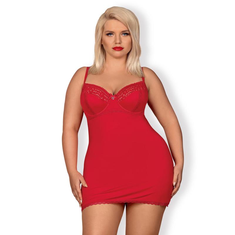 Obsessive - Jolierose Chemise & Thong Red Xxl 4