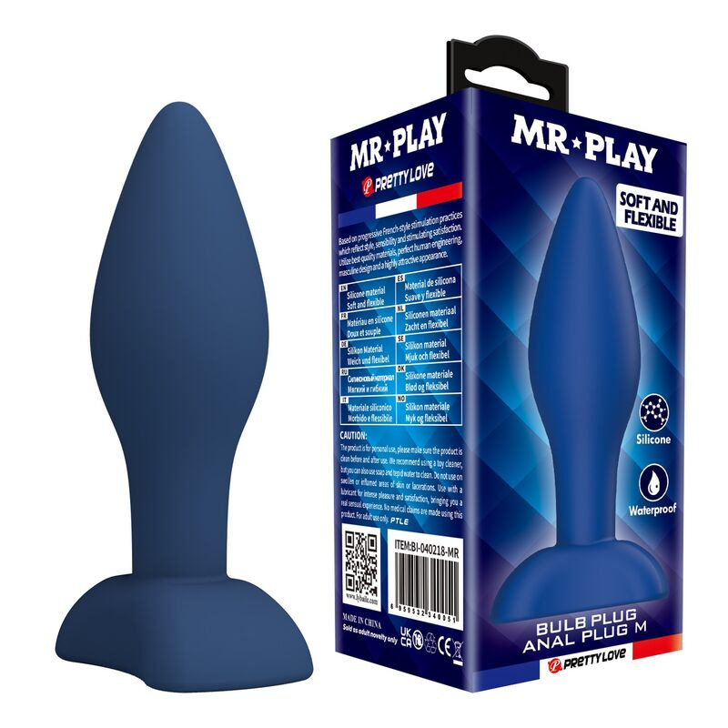 Mr play - tapered silicone anal plug blue m