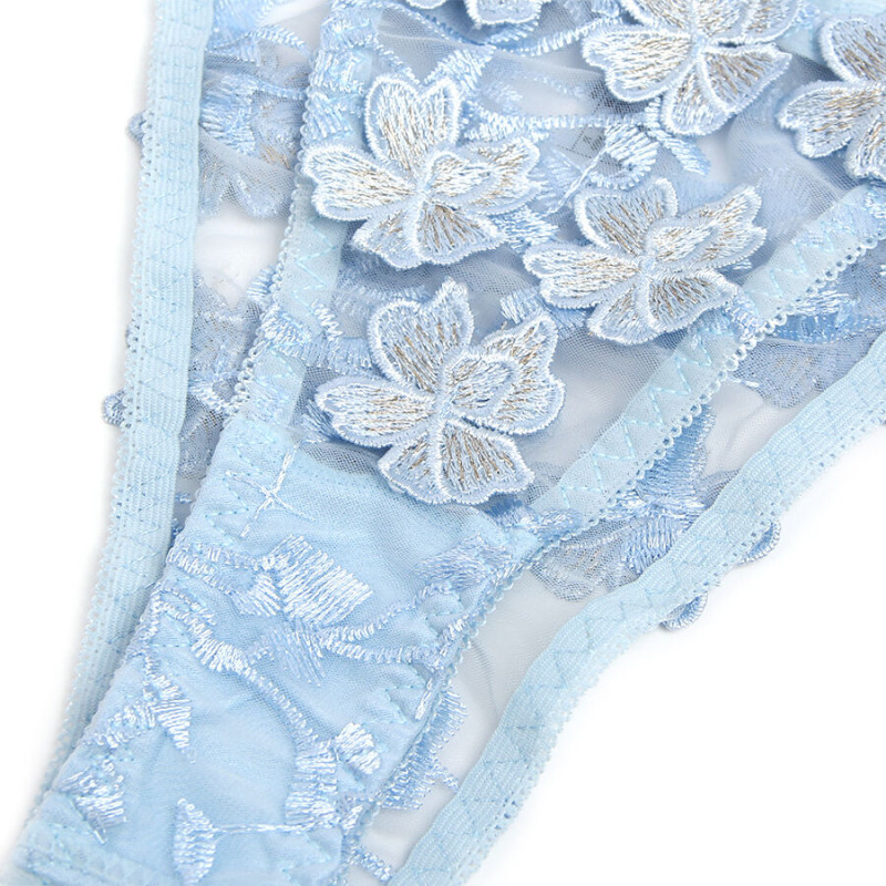Subblime - 957636 flower embroidered bra and panties set sky blue l/xl 6