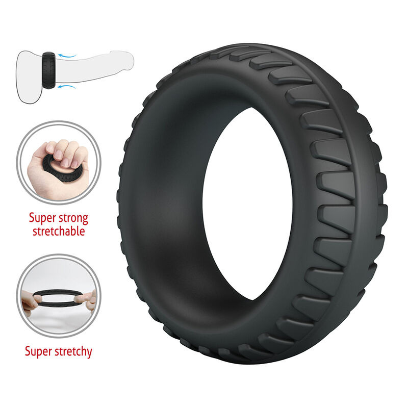 Crazy bull - merritt textured silicone cock ring black 5