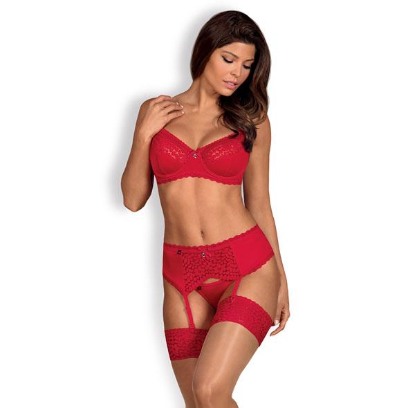 Obsessive - Jolierose 3-Piece Set Red S/M