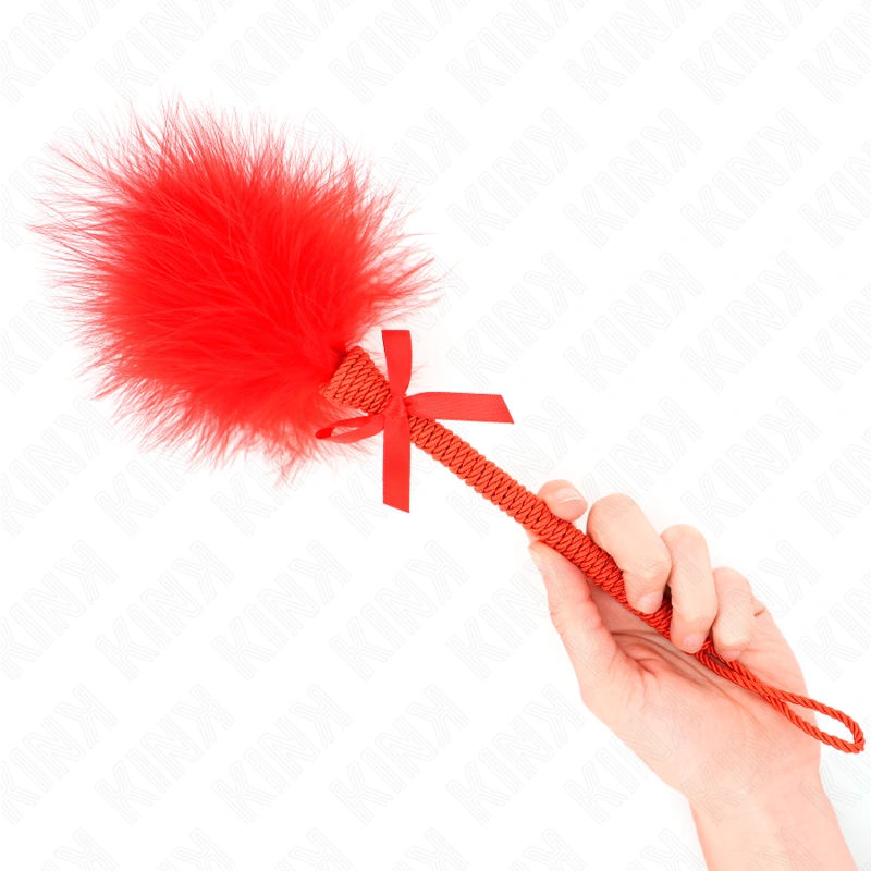 Kink - nylon rope wand with tickle feathers and red bow 25 cm