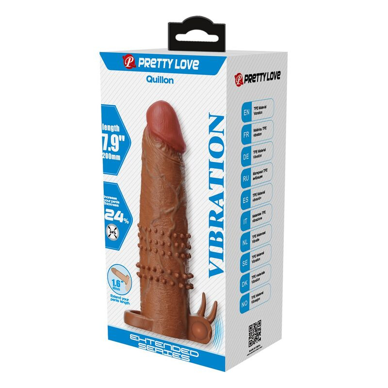 Pretty love - quillon vibrating penis sleeve 20 cm Ø 4 cm brown 2