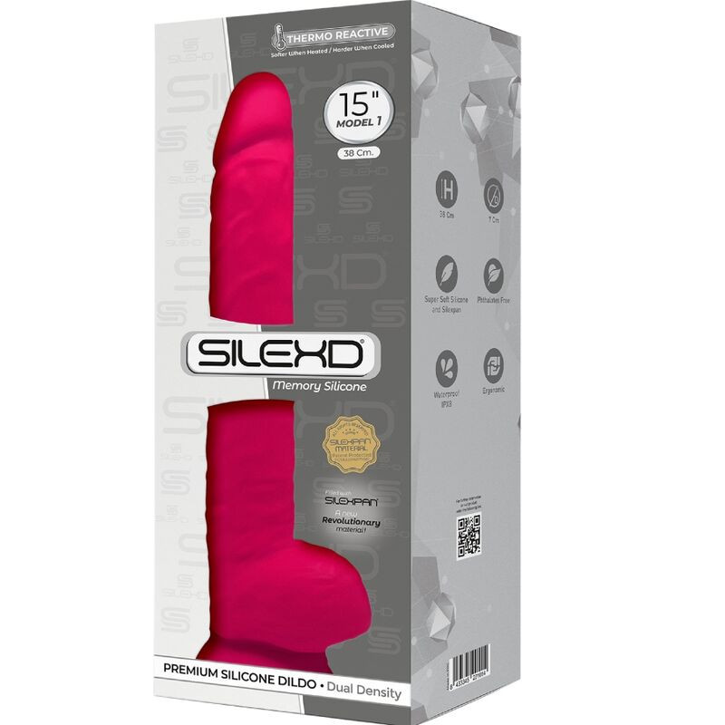 Silexd - Model 1 Realistic Penis Premium Silexpan Silicone Fuchsia 38 cm 1