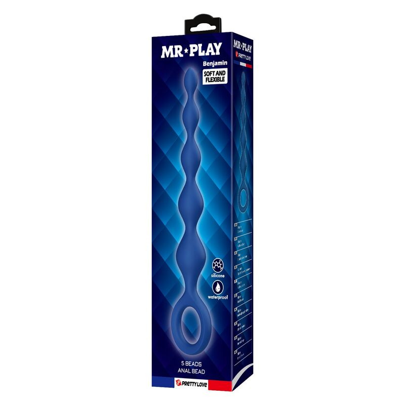 Mr play - blue silicone anal beads & anal plug 20.4 cm 2