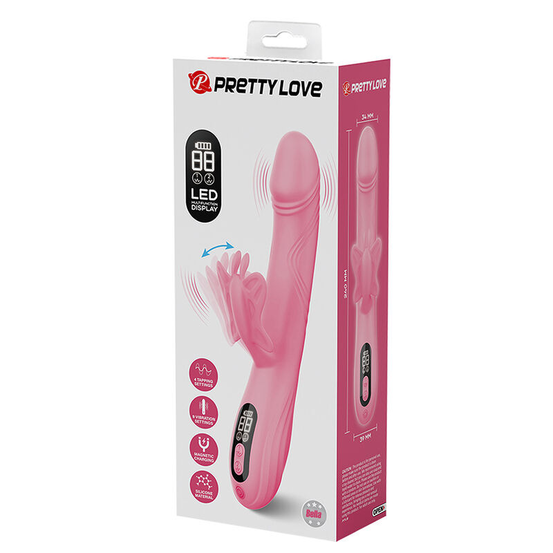 Pretty love - bella rabbit vibrator with butterfly stimulation and led pink 10