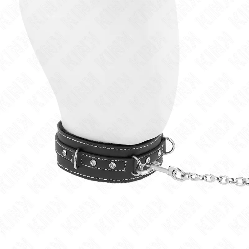 Kink - Pvc Leather Necklace With Belt 105 Cm Rhinestone Rivet 41.5 X 4 Cm